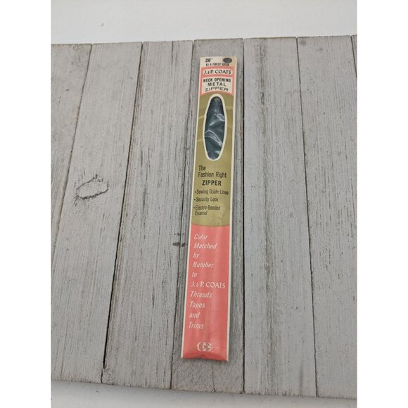 Vintage J&P Coats Neck Opening Metal Zipper 20" Forest Green 61-A - Picture 1 of 4